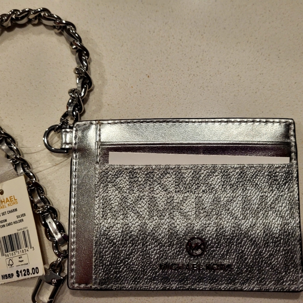 Michael Kors trendy Metallic Silver cardholders